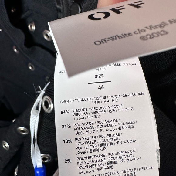 NWT Off-White Black Studded Mini Dress Size 44 - Picture 7 of 9